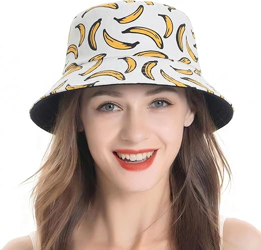 chapeau bob femme pas cher été 2026 ZLYC réversible motif banane